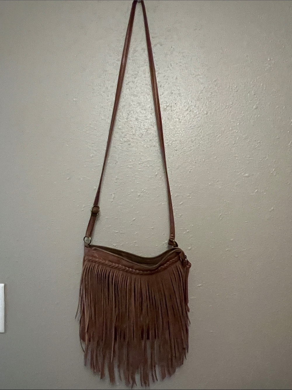 Mudd Brown Fringe Crossbody Bag with Long Strap